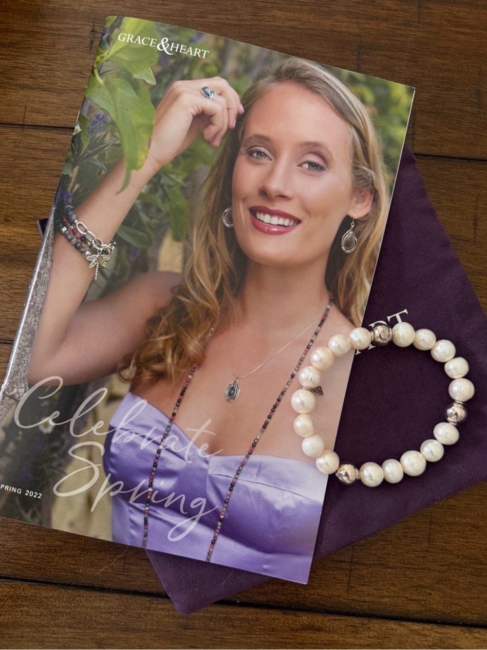 Grace & Heart MINTAGE STRETCH Bracelet Sterling Silver Pearl 6 3/4”B2029 SS NEW